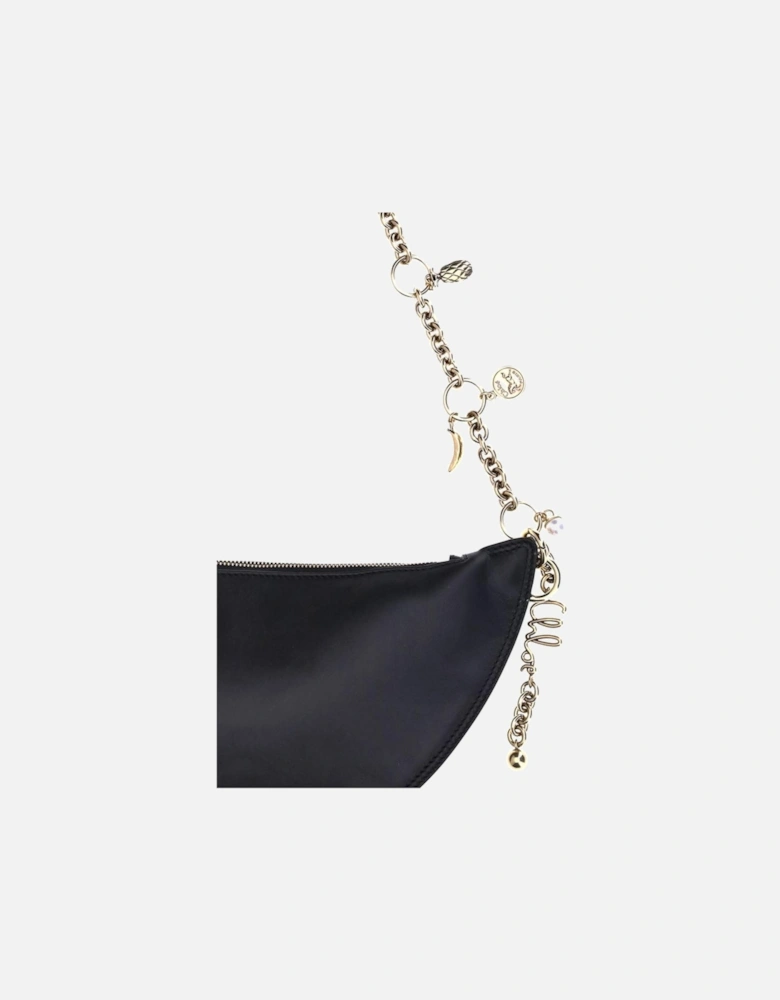 Lambskin Leather Shoulder Bag with Chain Strap Women - Black