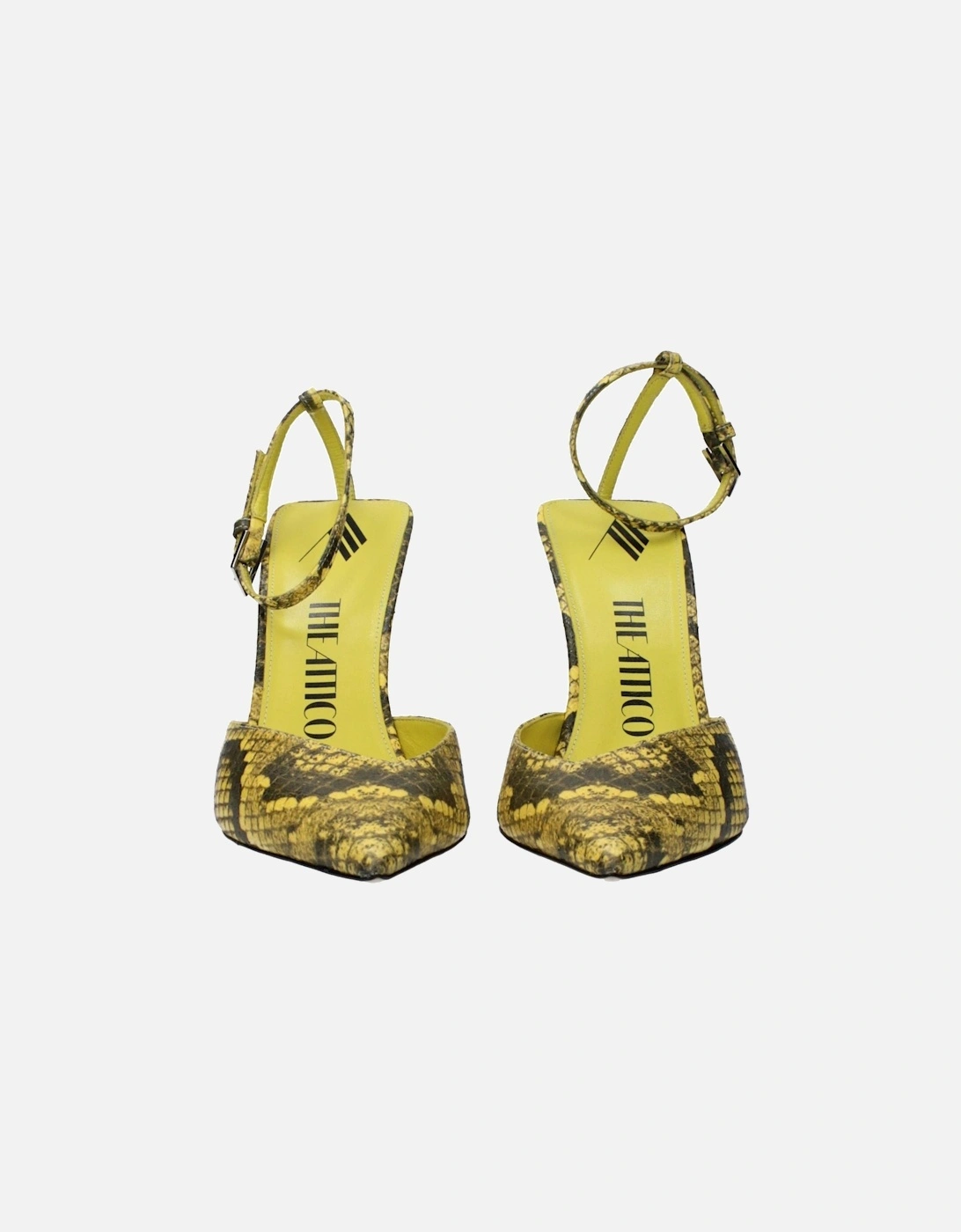 High Heel Pointed Toe Leather Sandals Women - Yellow