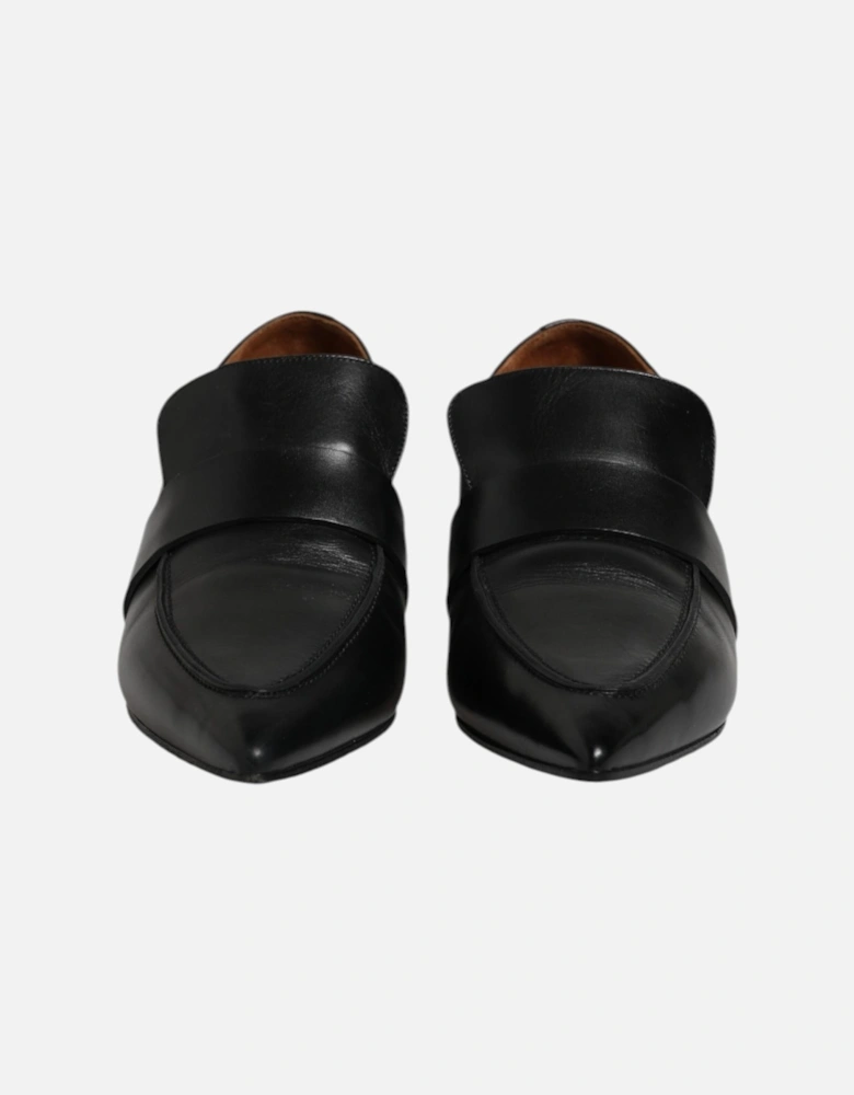 Soft Leather Pointed Toe Formal Loafer Women - Black Flat Shoes