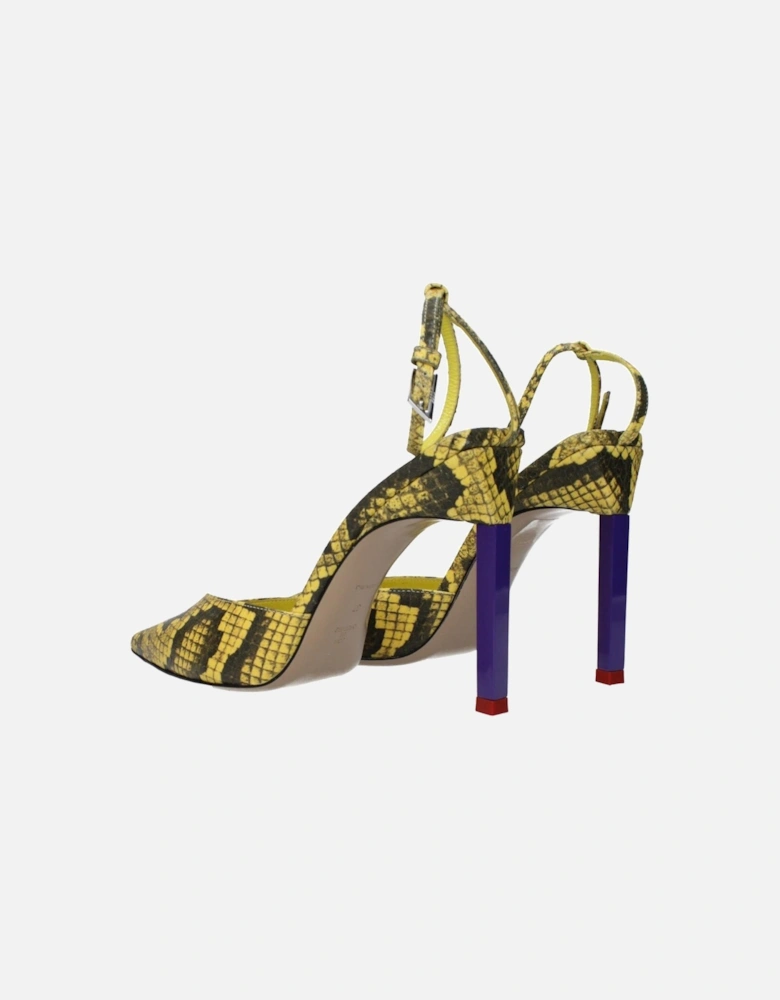 High Heel Pointed Toe Leather Sandals Women - Yellow
