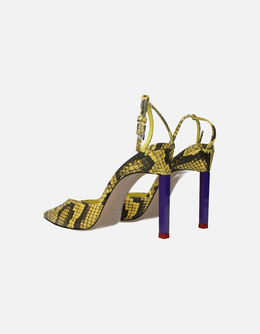 High Heel Pointed Toe Leather Sandals Women - Yellow