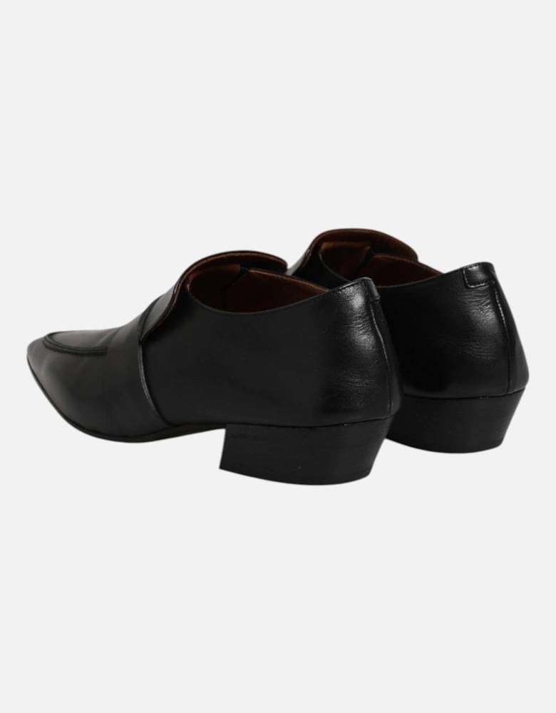 Soft Leather Pointed Toe Formal Loafer Women - Black Flat Shoes