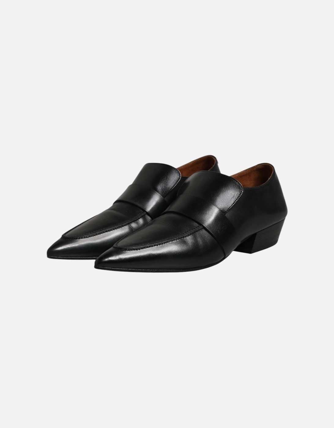 Soft Leather Pointed Toe Formal Loafer Women - Black Flat Shoes
