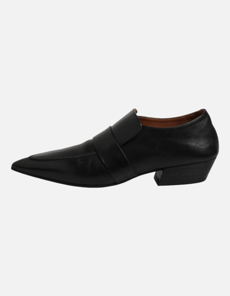 Soft Leather Pointed Toe Formal Loafer Women - Black Flat Shoes
