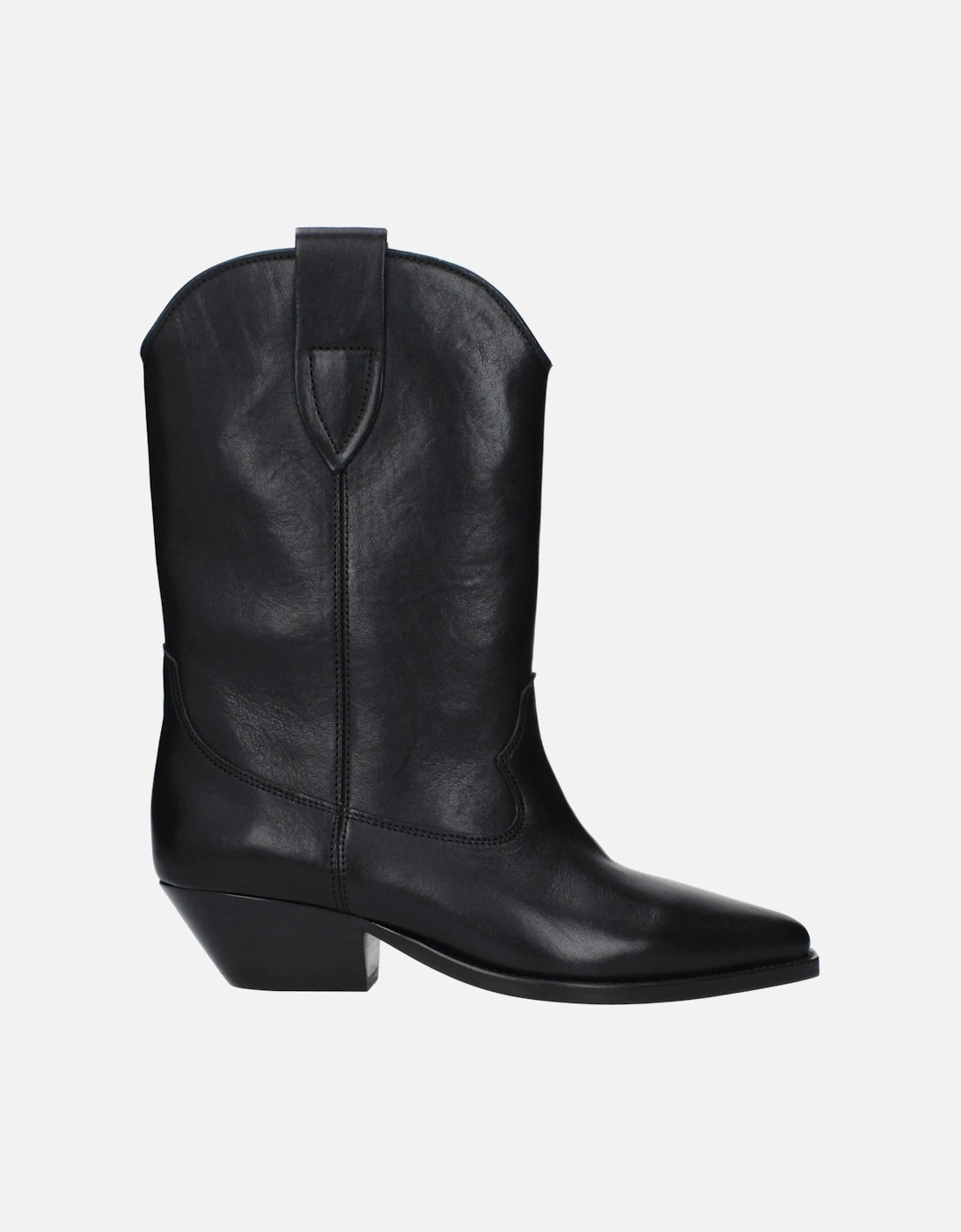 Pointy Toe Mid Heel Leather Ankle Boots Women - Black, 6 of 5