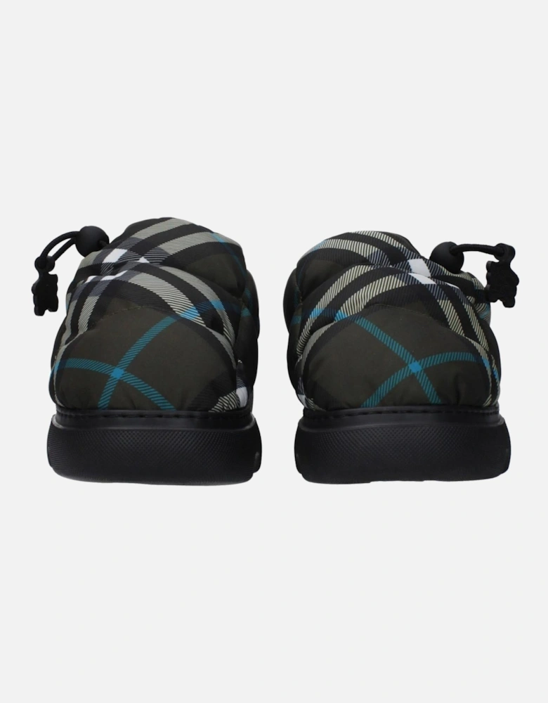 Check Print Slip-On Casual Shoes with Drawstring Closure Women - Green