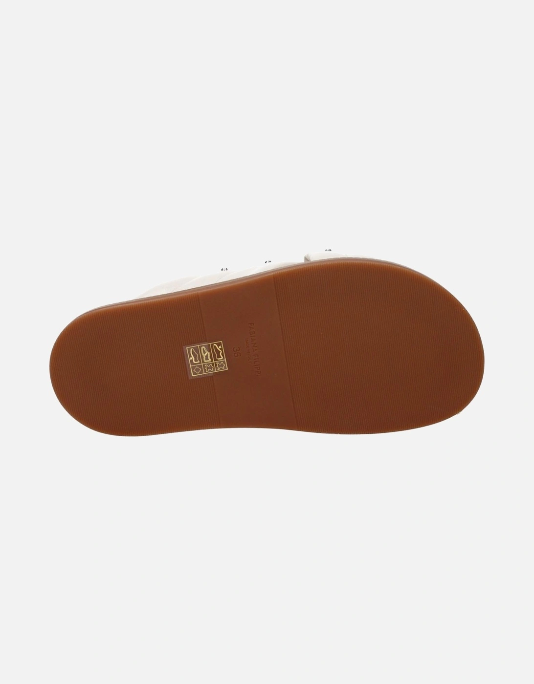 Studded Leather Open Toe Slippers Women - Beige Sandals