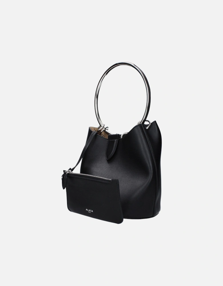 Medium Leather Handbag with Removable Inner Clutch Women - Black