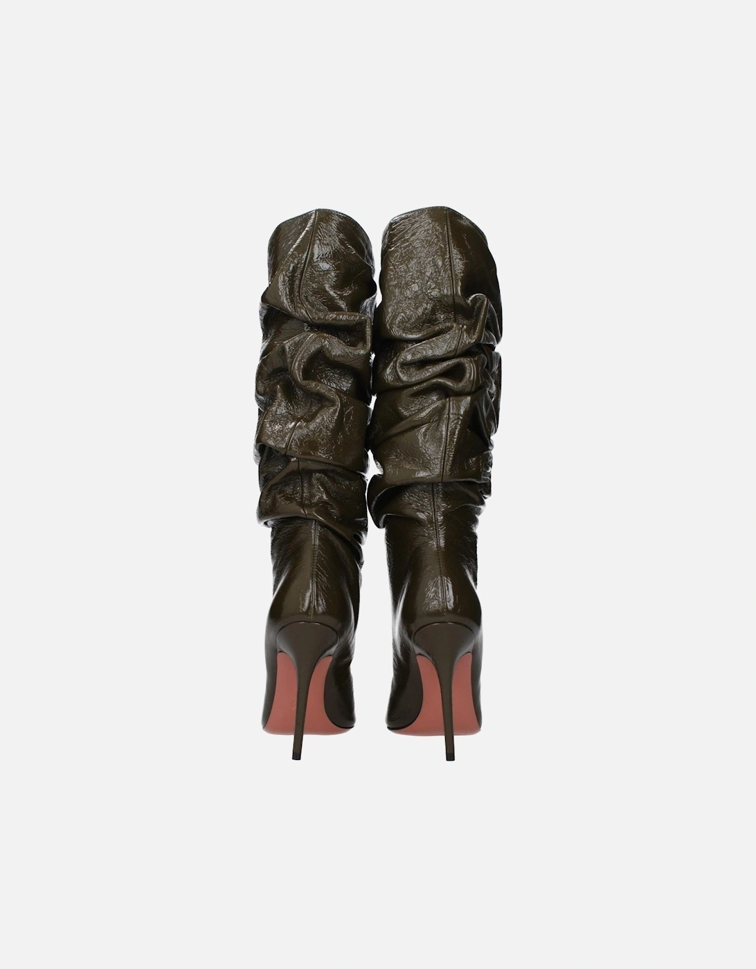 High Heel Pointed Toe Leather Boots Women - Green