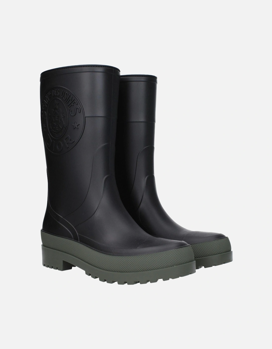 Rubber Round Toe Low Heel Boots Women - Black