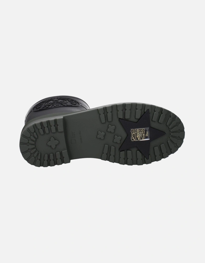 Rubber Round Toe Low Heel Boots Women - Black