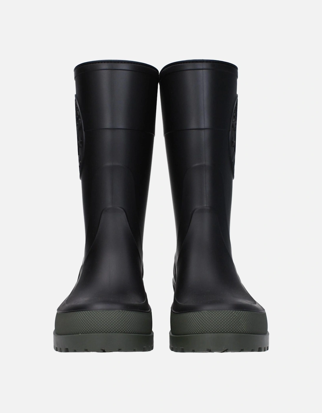 Rubber Round Toe Low Heel Boots Women - Black