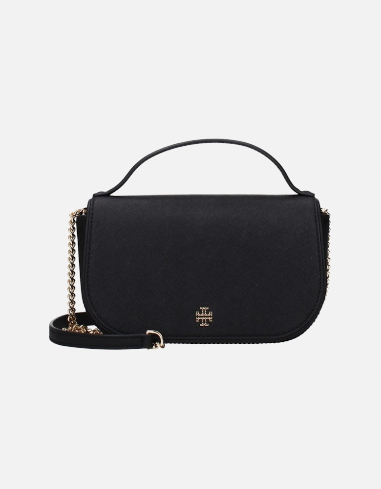 Leather Handbag with Removable Shoulder Strap Women - Black