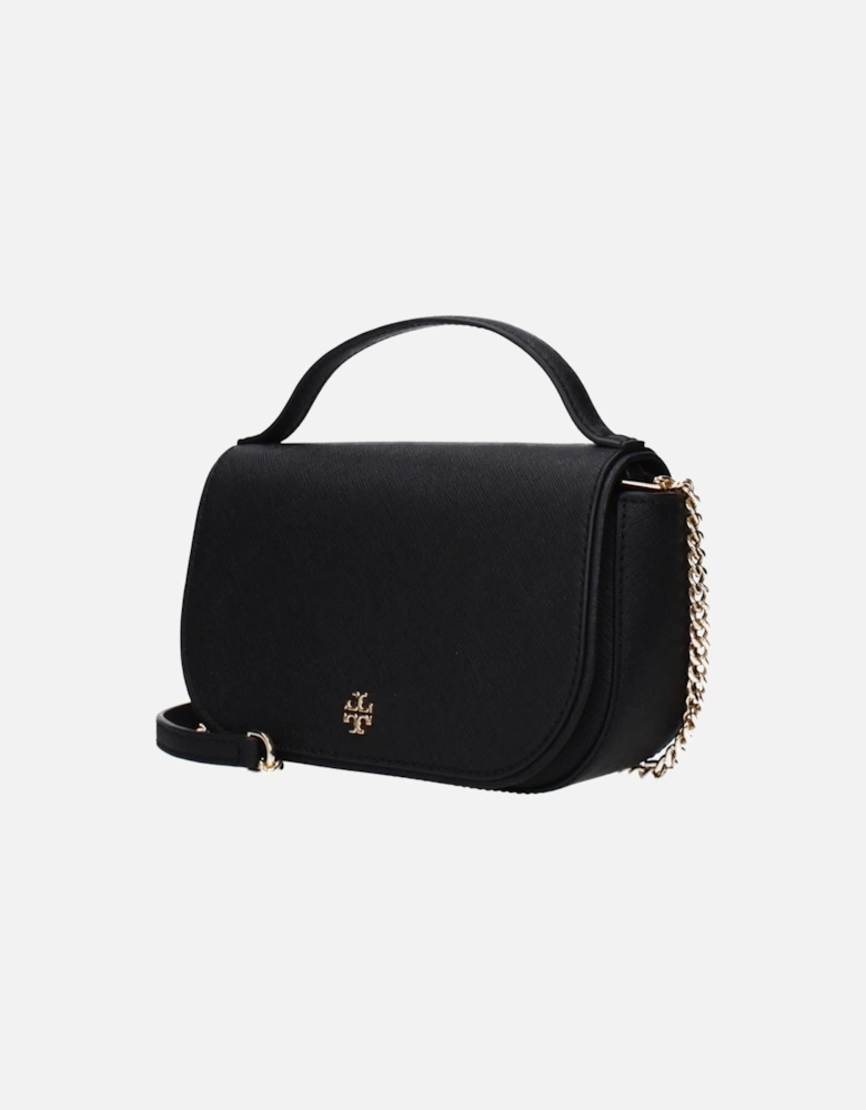 Leather Handbag with Removable Shoulder Strap Women - Black