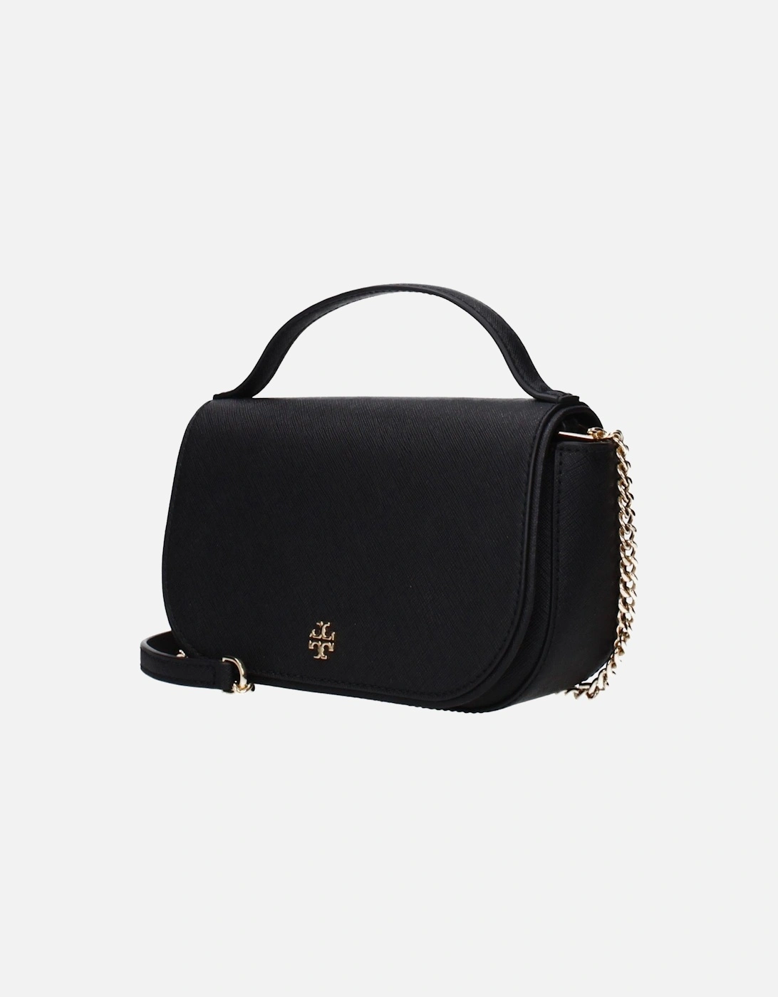 Leather Handbag with Removable Shoulder Strap Women - Black