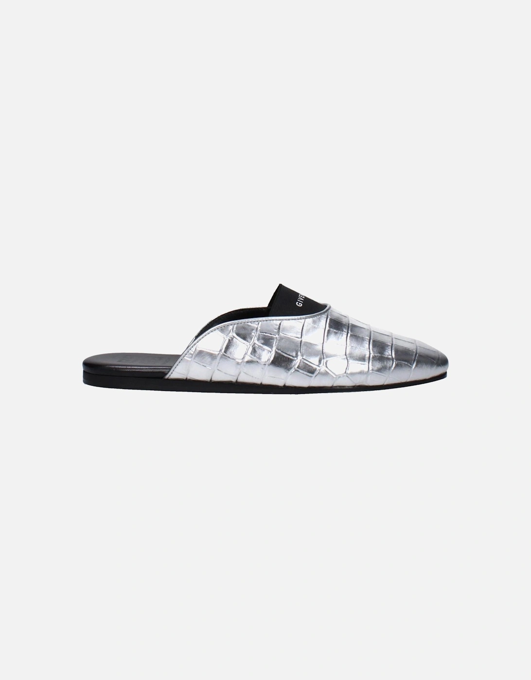 Leather Square Toe Logo Slippers Women - Gray Sandals, 5 of 4