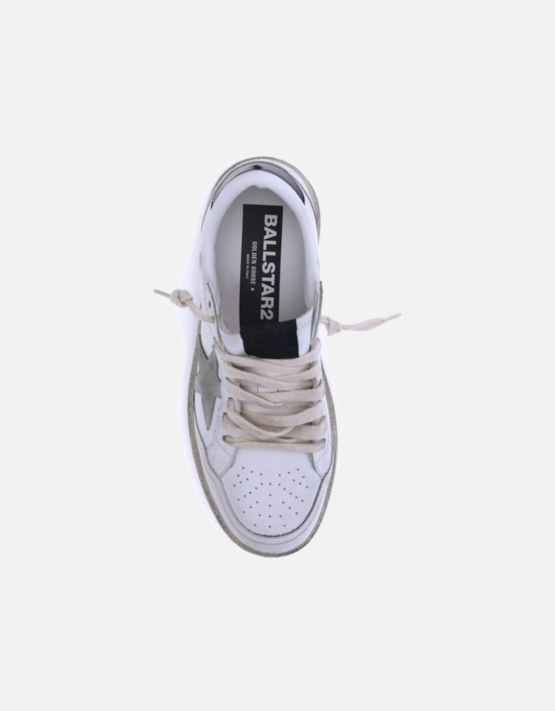 Ball Star 2 Leather Sneakers with Suede Inserts Women - White