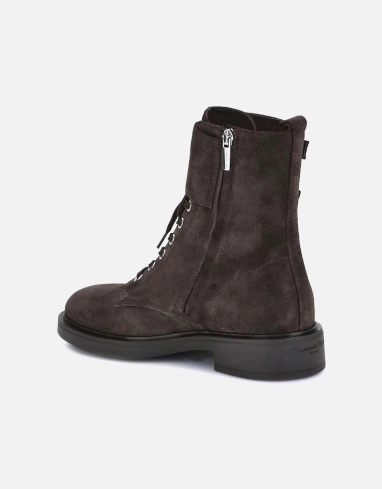 Laced Ankle Boots with Block Heel and Buckles Women - Black