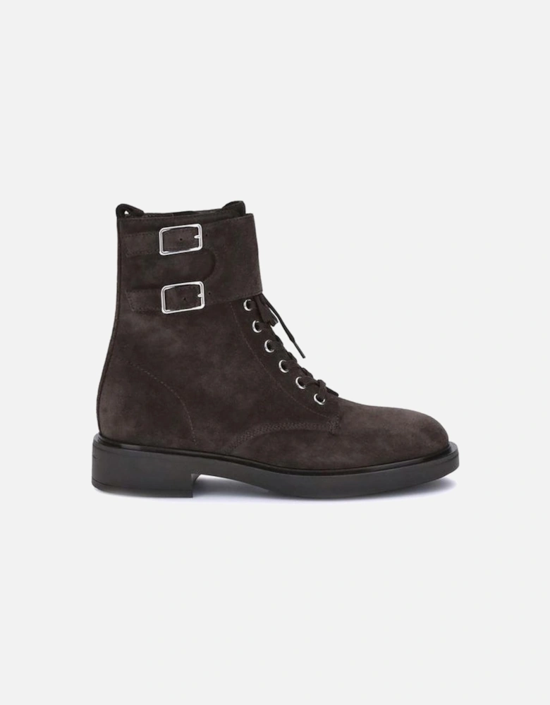 Laced Ankle Boots with Block Heel and Buckles Women - Black