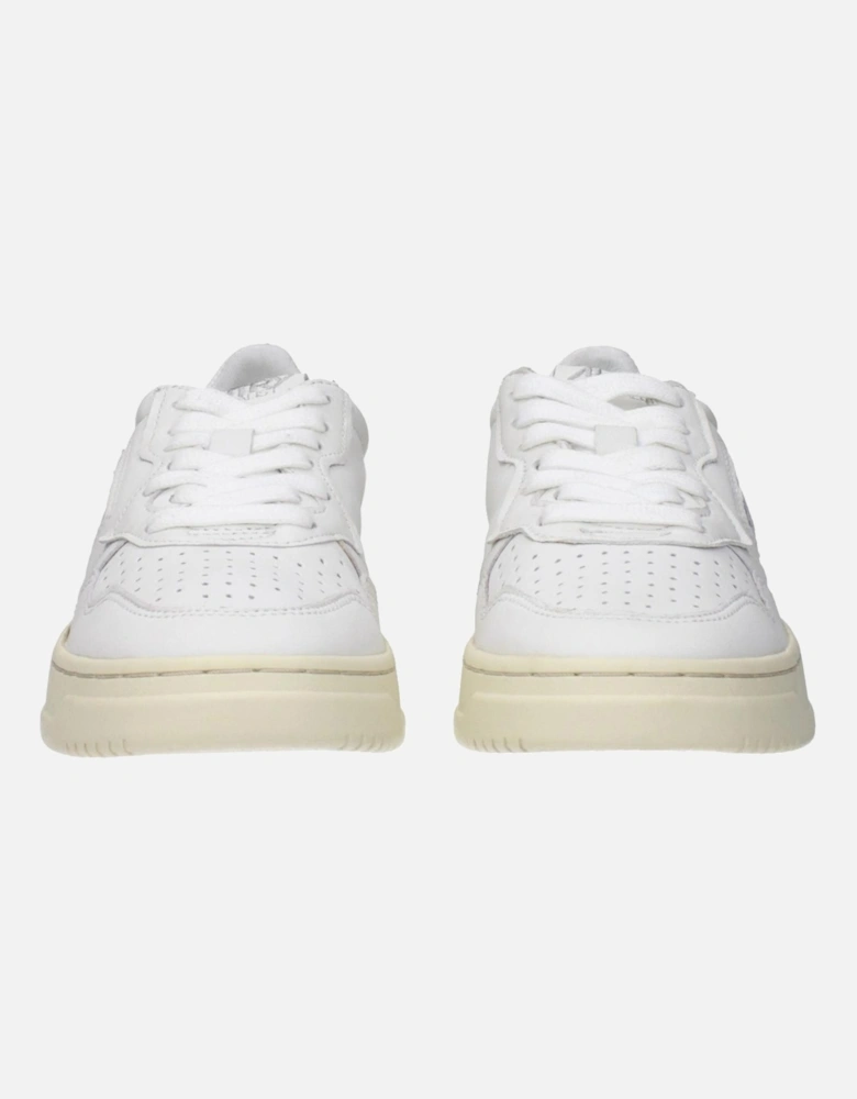 Leather Sneakers with Logo Detailing Women - White