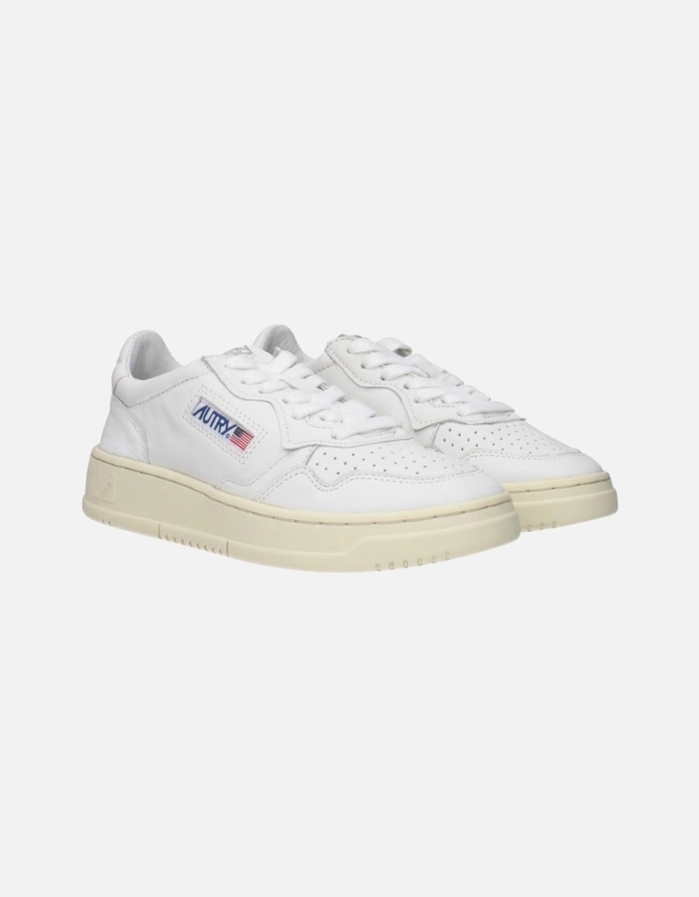 Leather Sneakers with Logo Detailing Women - White