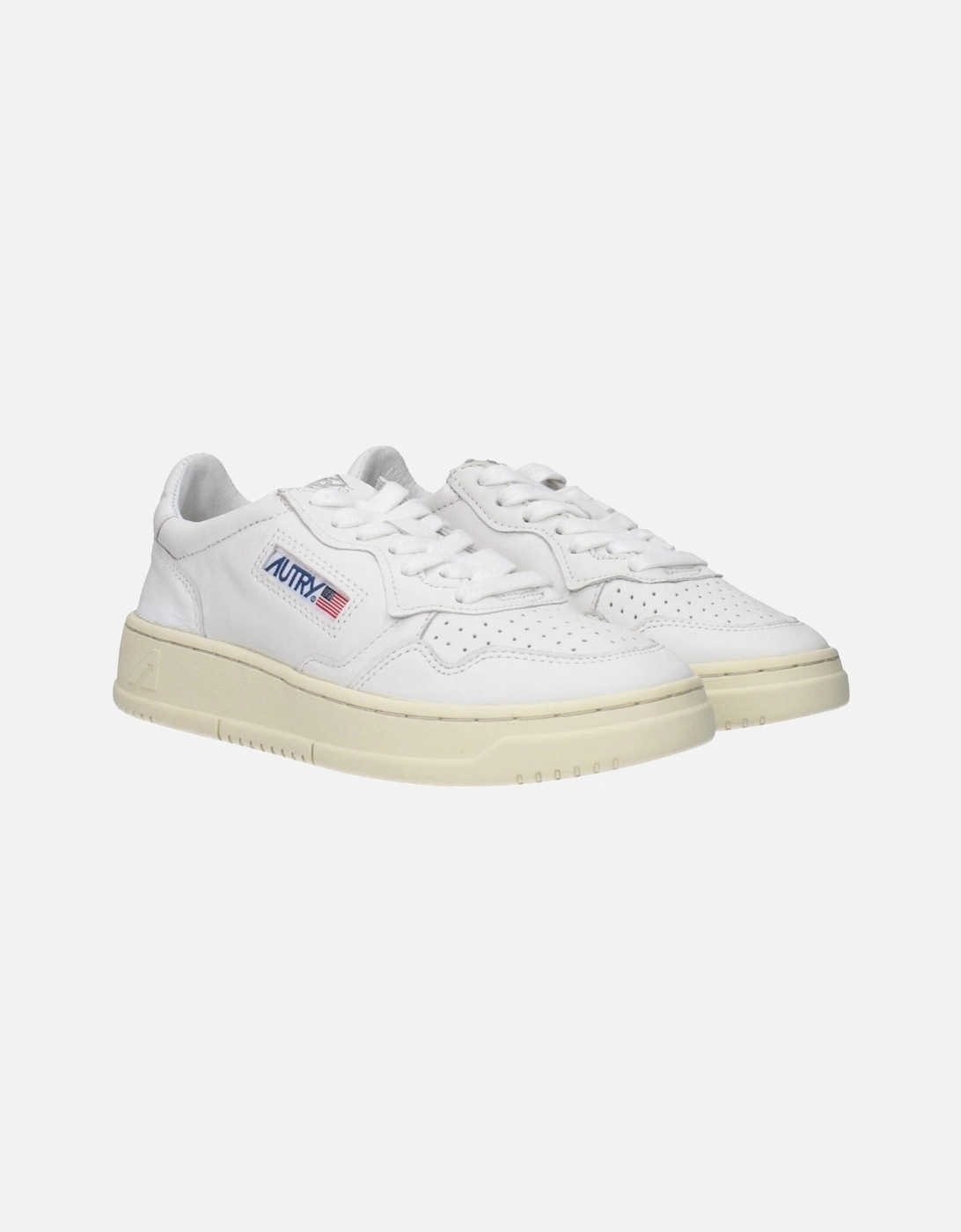 Leather Sneakers with Logo Detailing Women - White