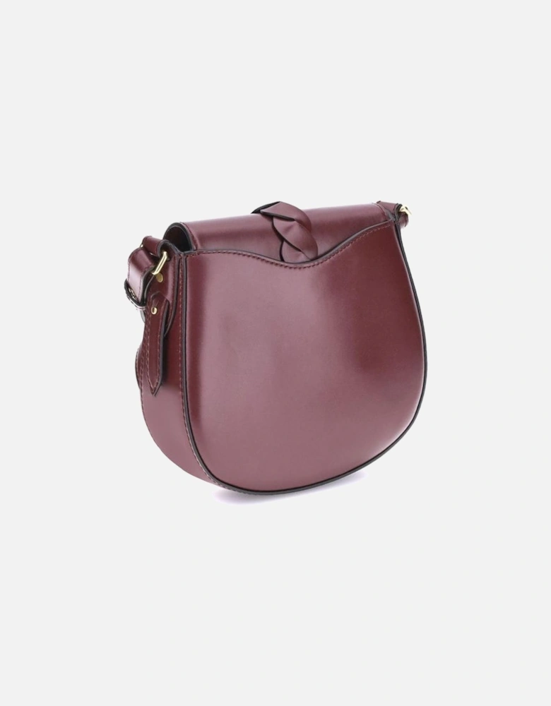 Smooth Leather Shoulder Bag with Adjustable Strap Women - Bordeaux