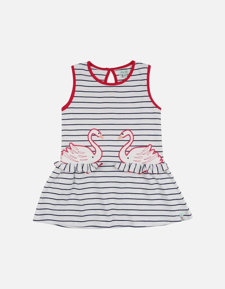 Girls Multicoloured Swan Applique Dress - Multi