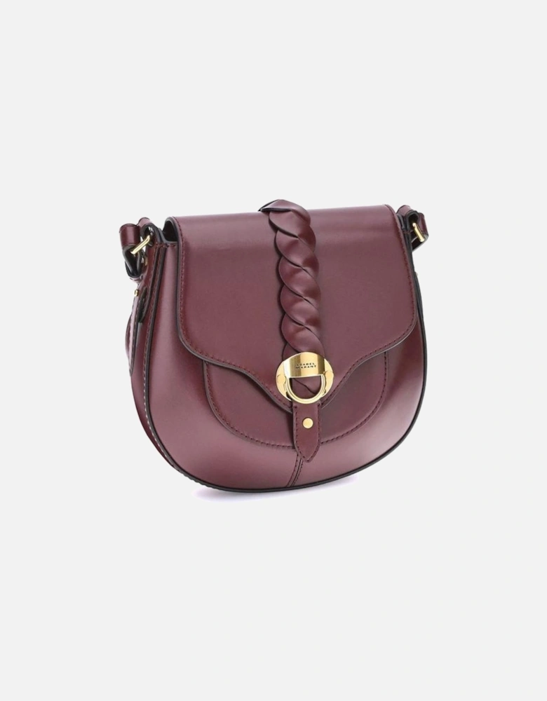 Smooth Leather Shoulder Bag with Adjustable Strap Women - Bordeaux