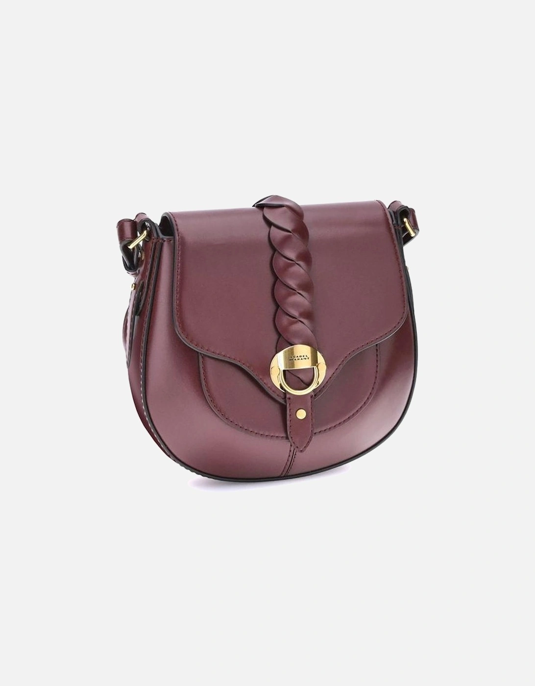 Smooth Leather Shoulder Bag with Adjustable Strap Women - Bordeaux