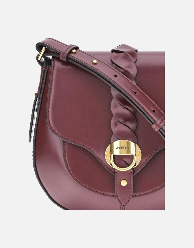 Smooth Leather Shoulder Bag with Adjustable Strap Women - Bordeaux