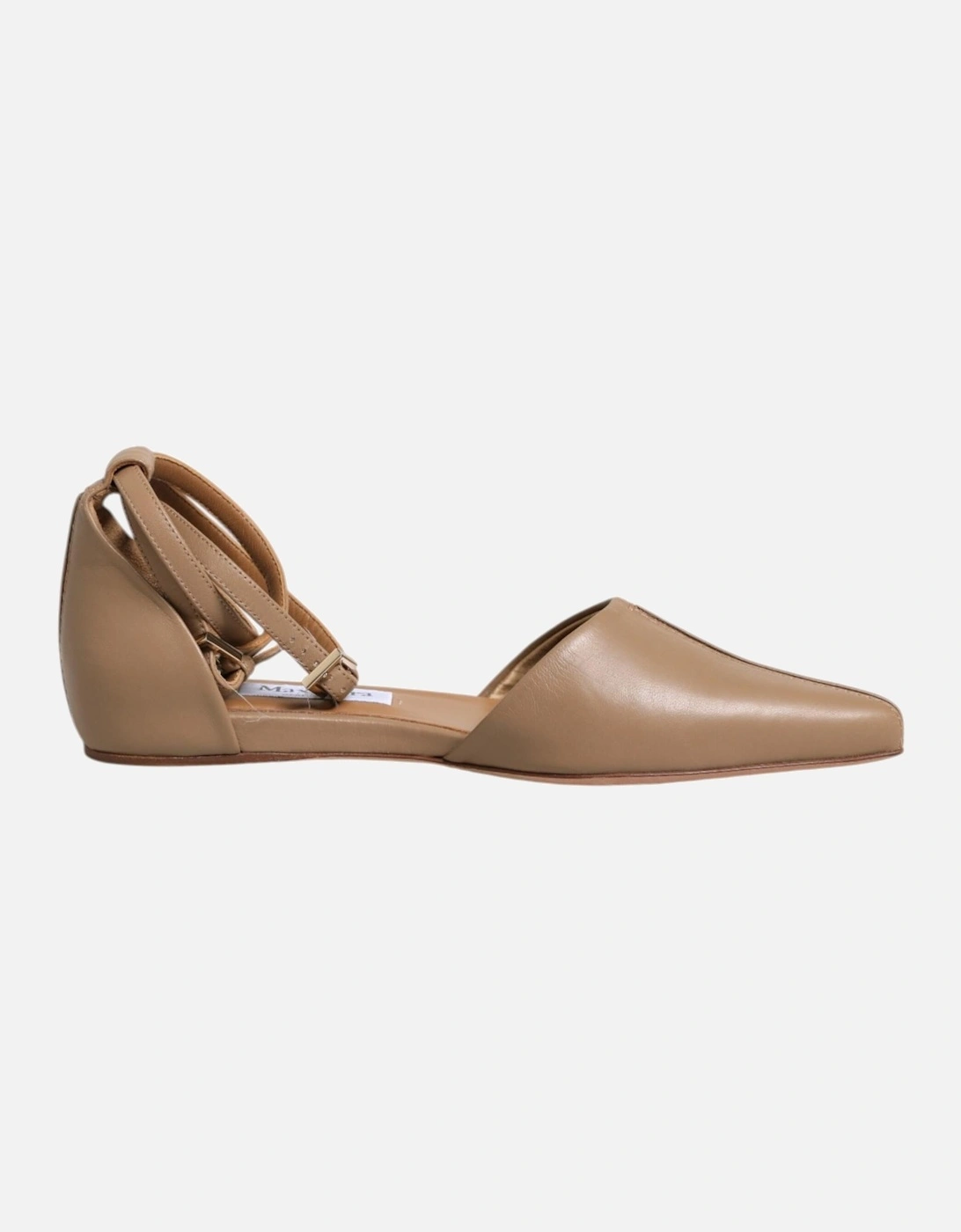 Wrap Ankle Strap Leather Ballet Flats Women - Beige Flat Shoes, 7 of 6
