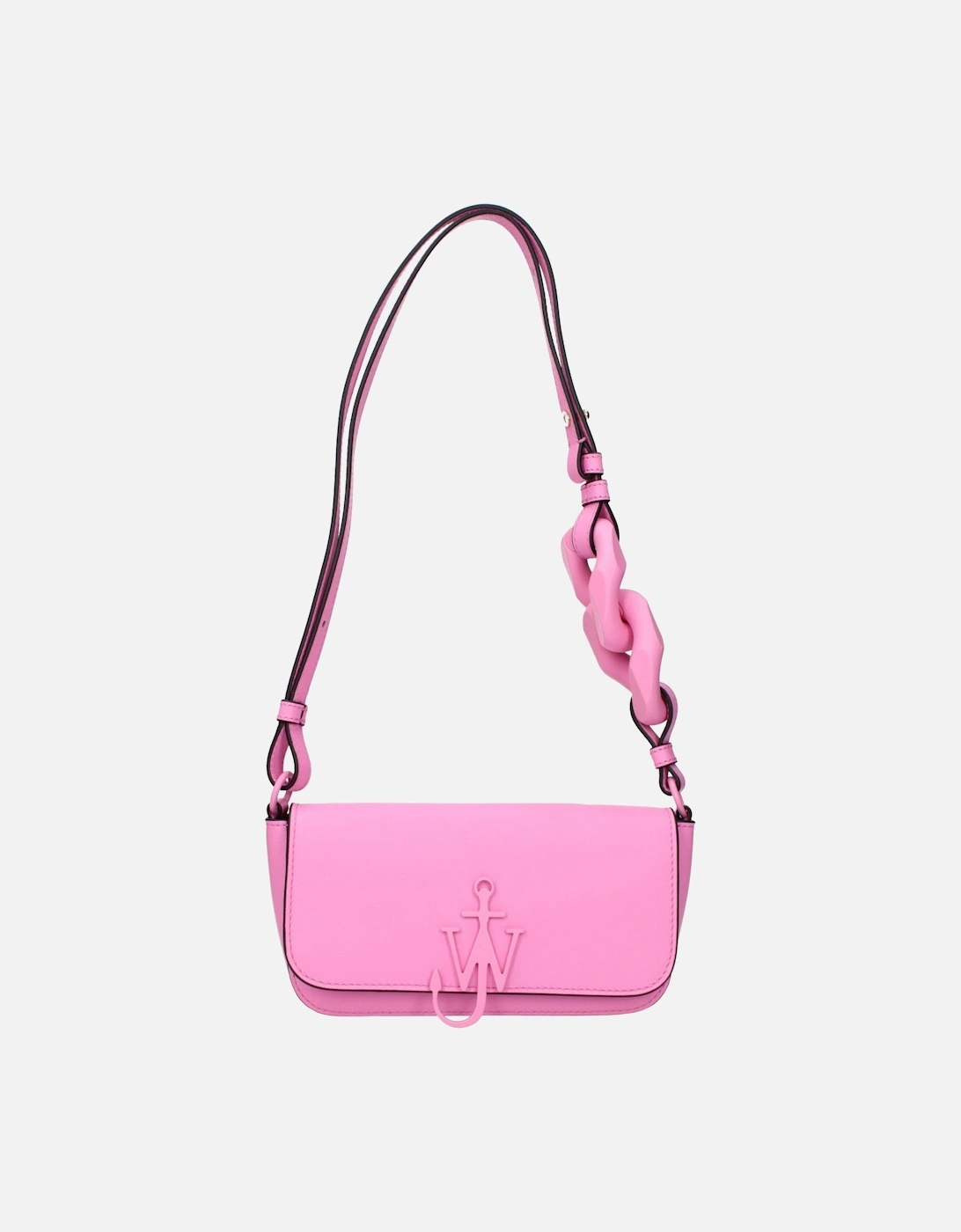 Leather Shoulder Bag with Front Logo Women - Pink, 4 of 3
