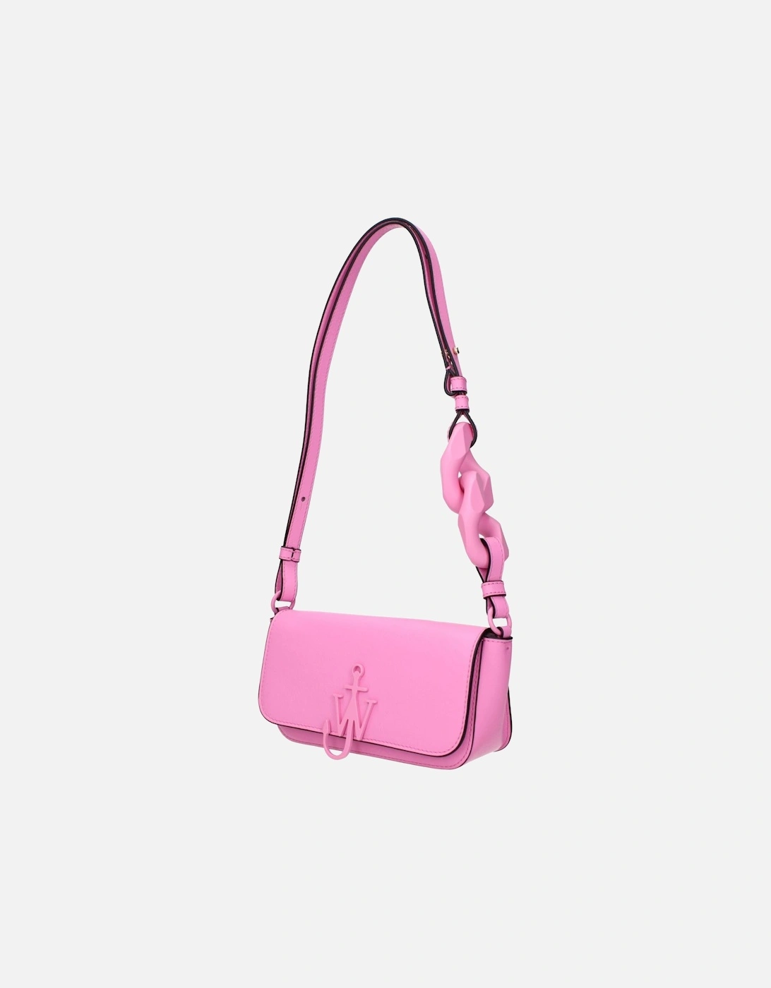 Leather Shoulder Bag with Front Logo Women - Pink