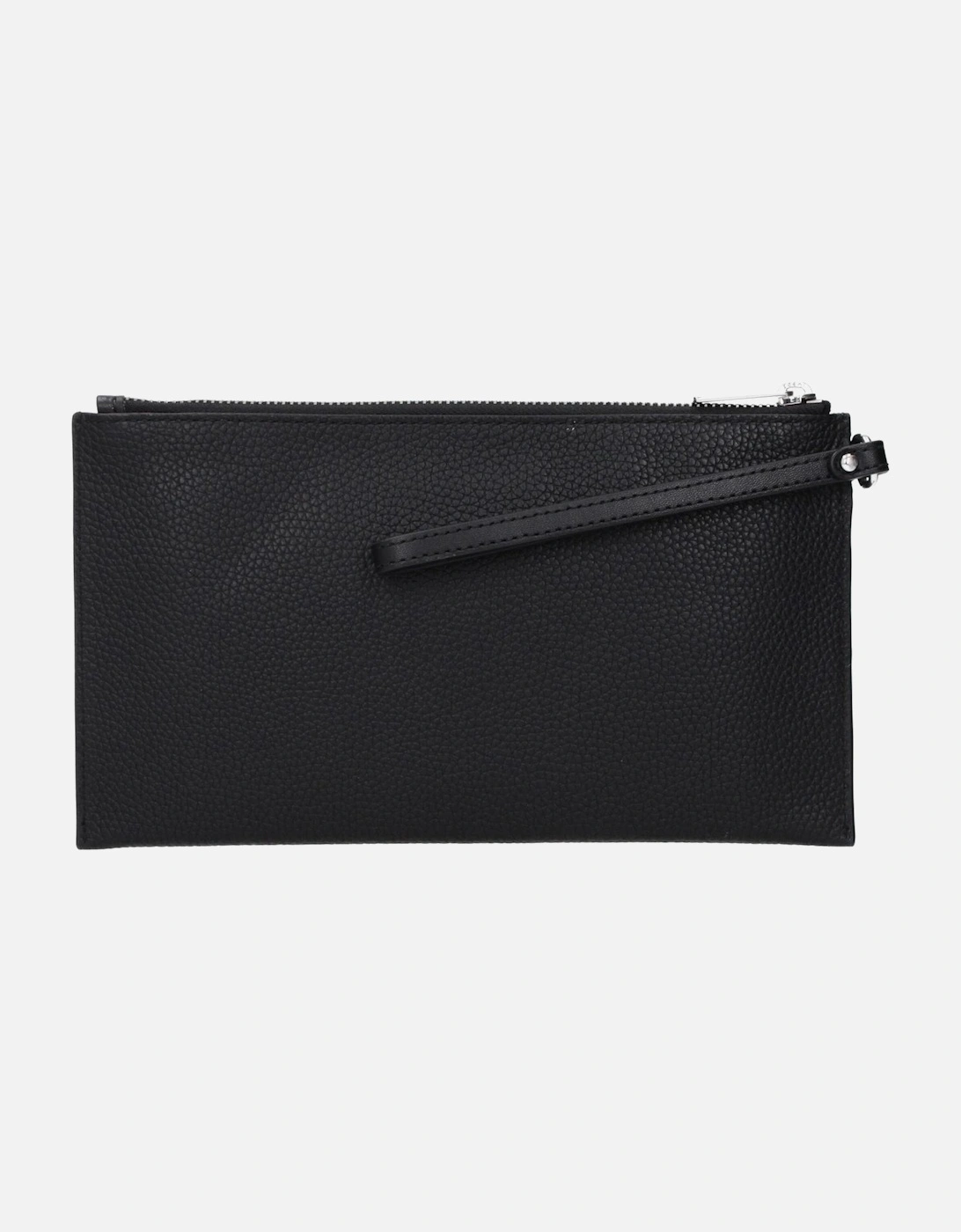 Leather Clutch with Front Logo Women - Black Clutch Bags