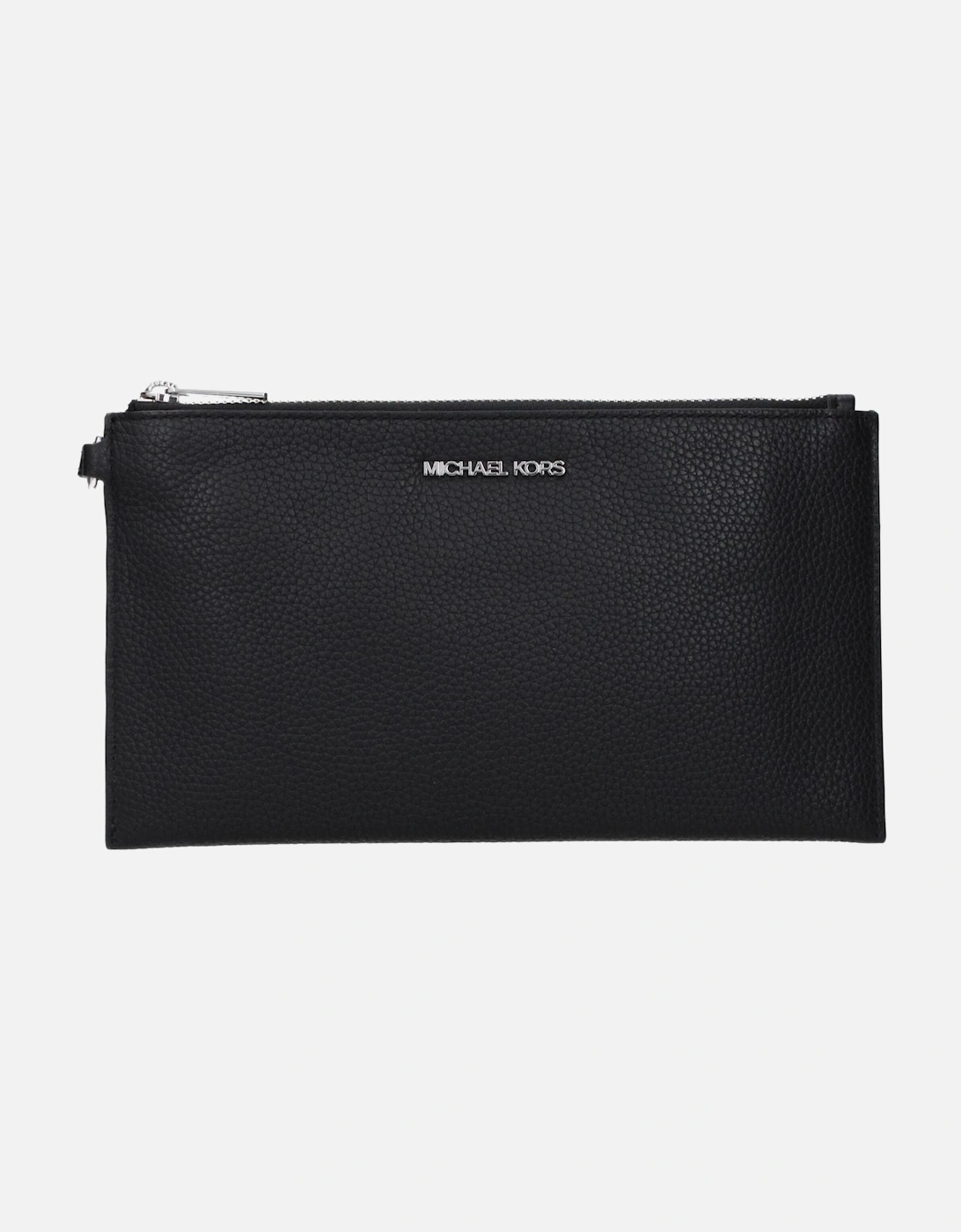 Leather Clutch with Front Logo Women - Black Clutch Bags, 3 of 2