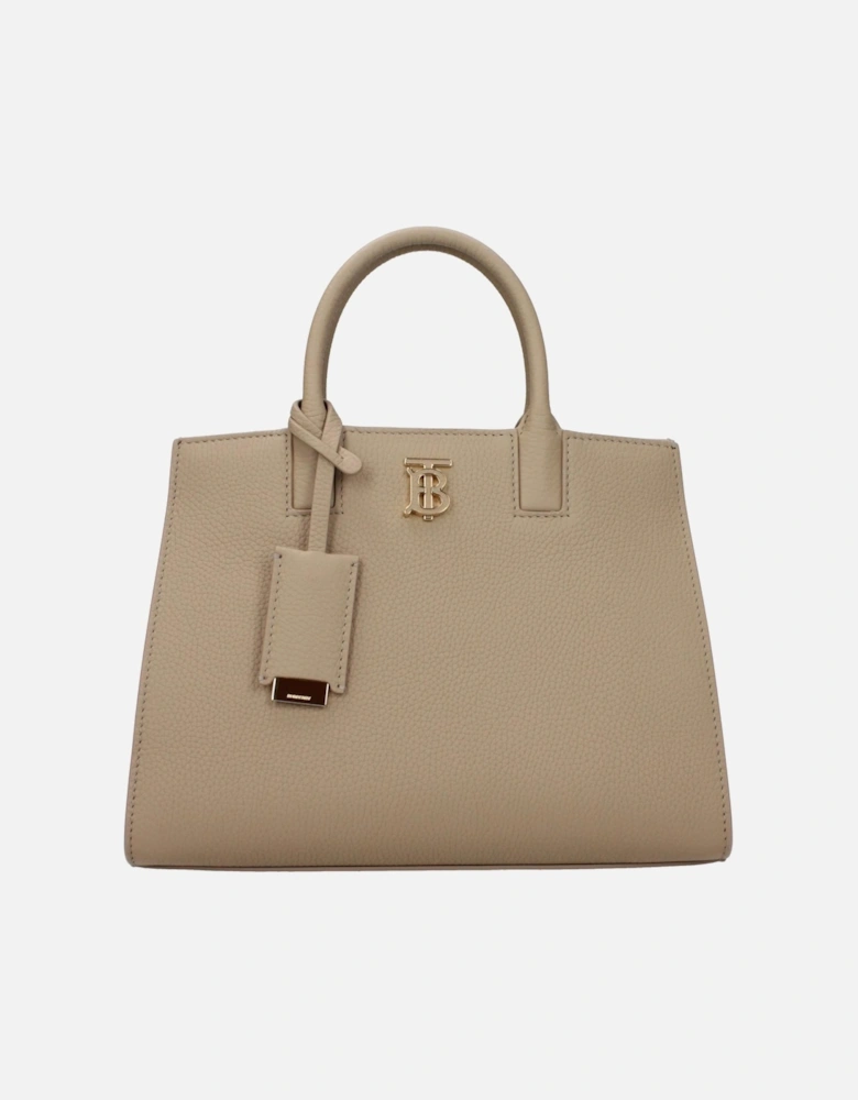 Mini Leather Handbag with Adjustable Strap Women - Beige