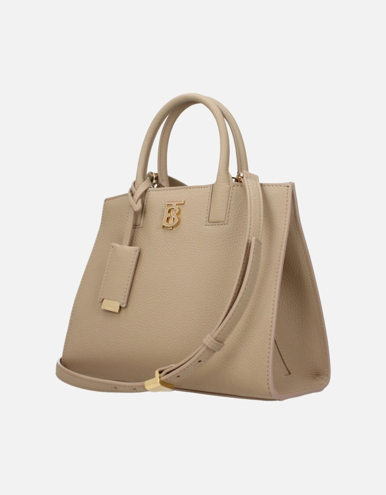 Mini Leather Handbag with Adjustable Strap Women - Beige