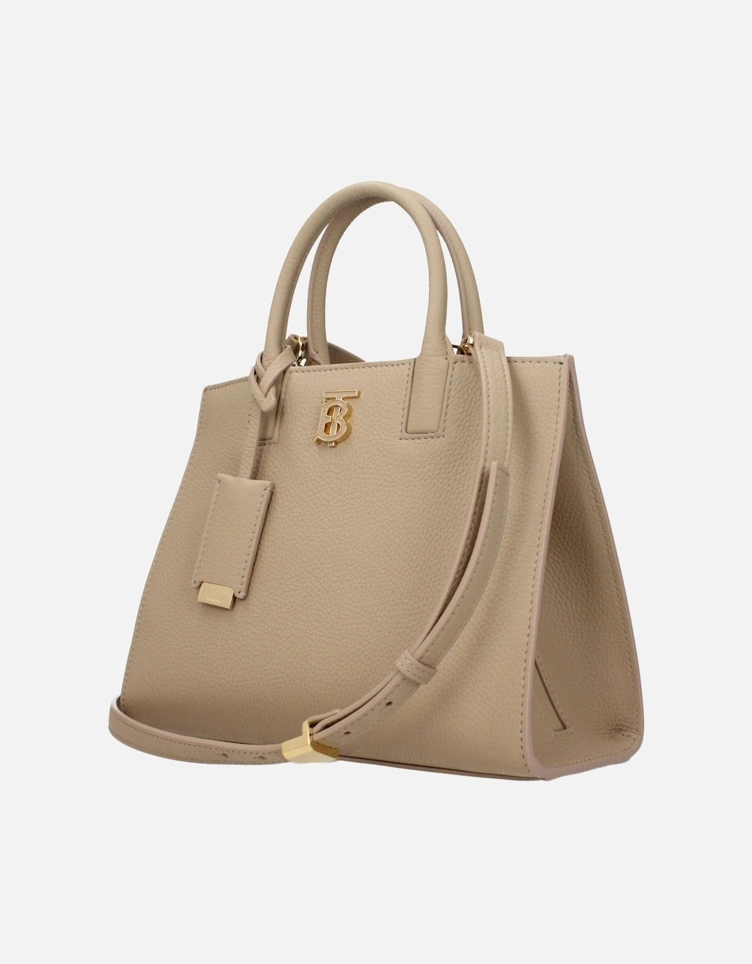 Mini Leather Handbag with Adjustable Strap Women - Beige
