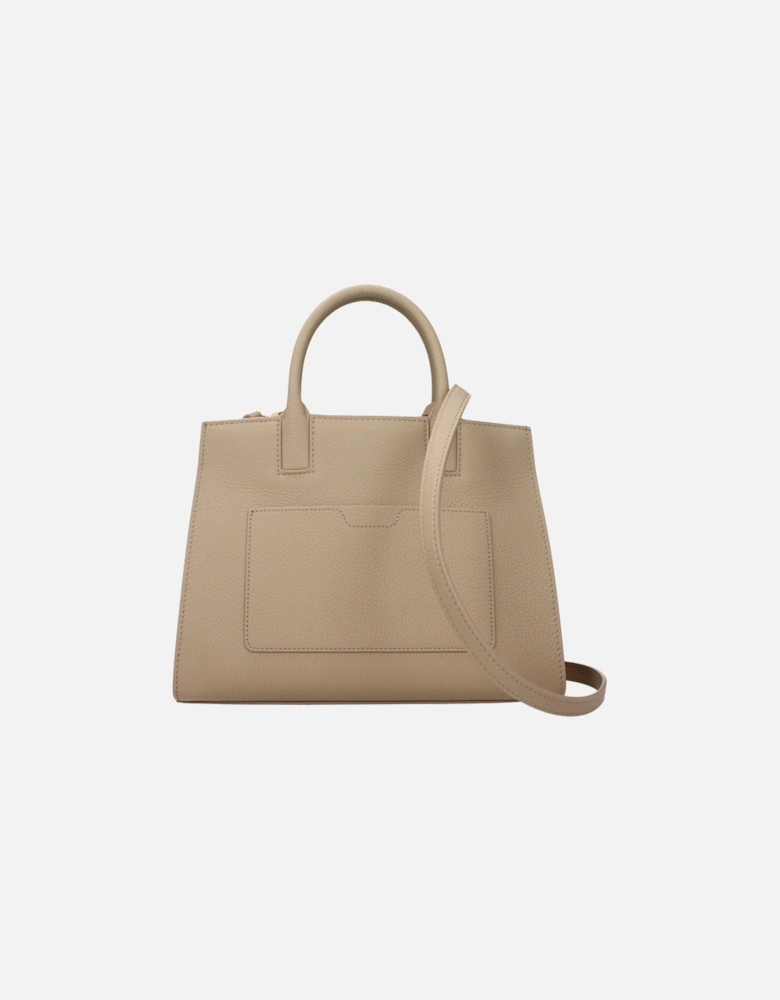 Mini Leather Handbag with Adjustable Strap Women - Beige