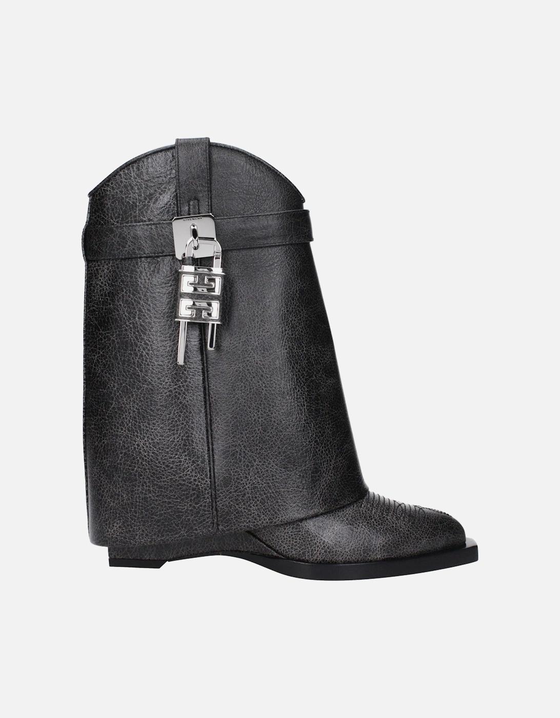 Vintage Effect Leather Ankle Boots with Side Logo Women - Black, 5 of 4