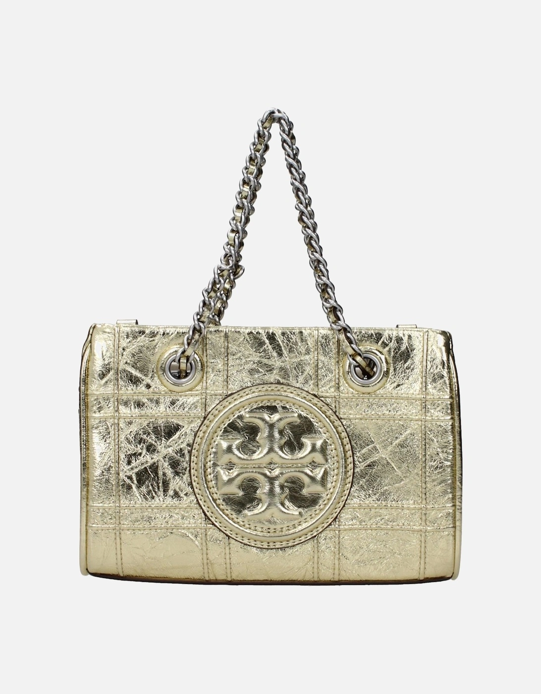 Metallic Leather Mini Handbag with Adjustable Strap Women - Gold, 4 of 3