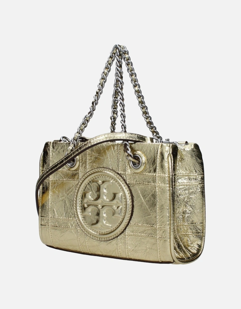 Metallic Leather Mini Handbag with Adjustable Strap Women - Gold