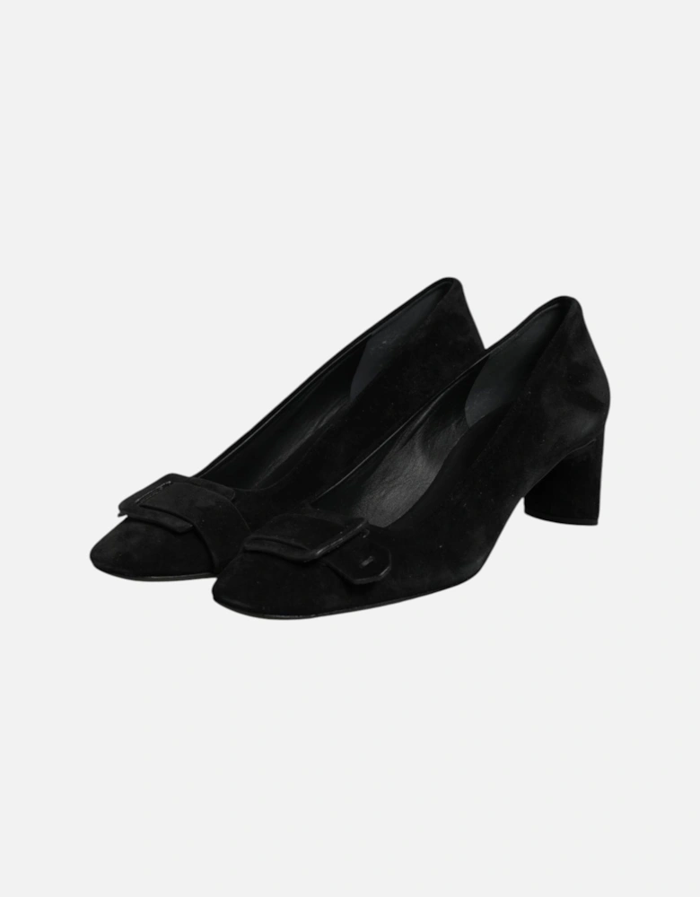 Leather High Heel Pumps with Buckle Detailing Women - Black