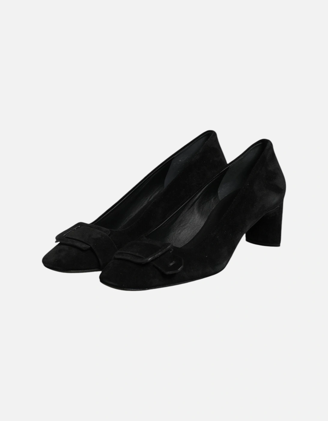 Leather High Heel Pumps with Buckle Detailing Women - Black