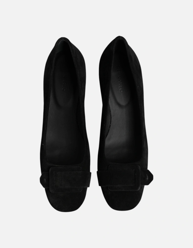 Leather High Heel Pumps with Buckle Detailing Women - Black