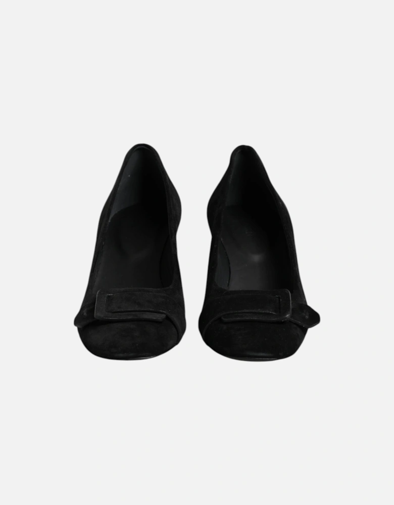 Leather High Heel Pumps with Buckle Detailing Women - Black
