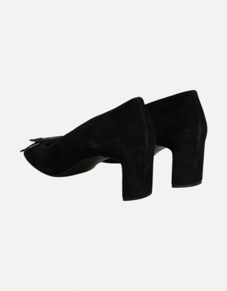 Leather High Heel Pumps with Buckle Detailing Women - Black