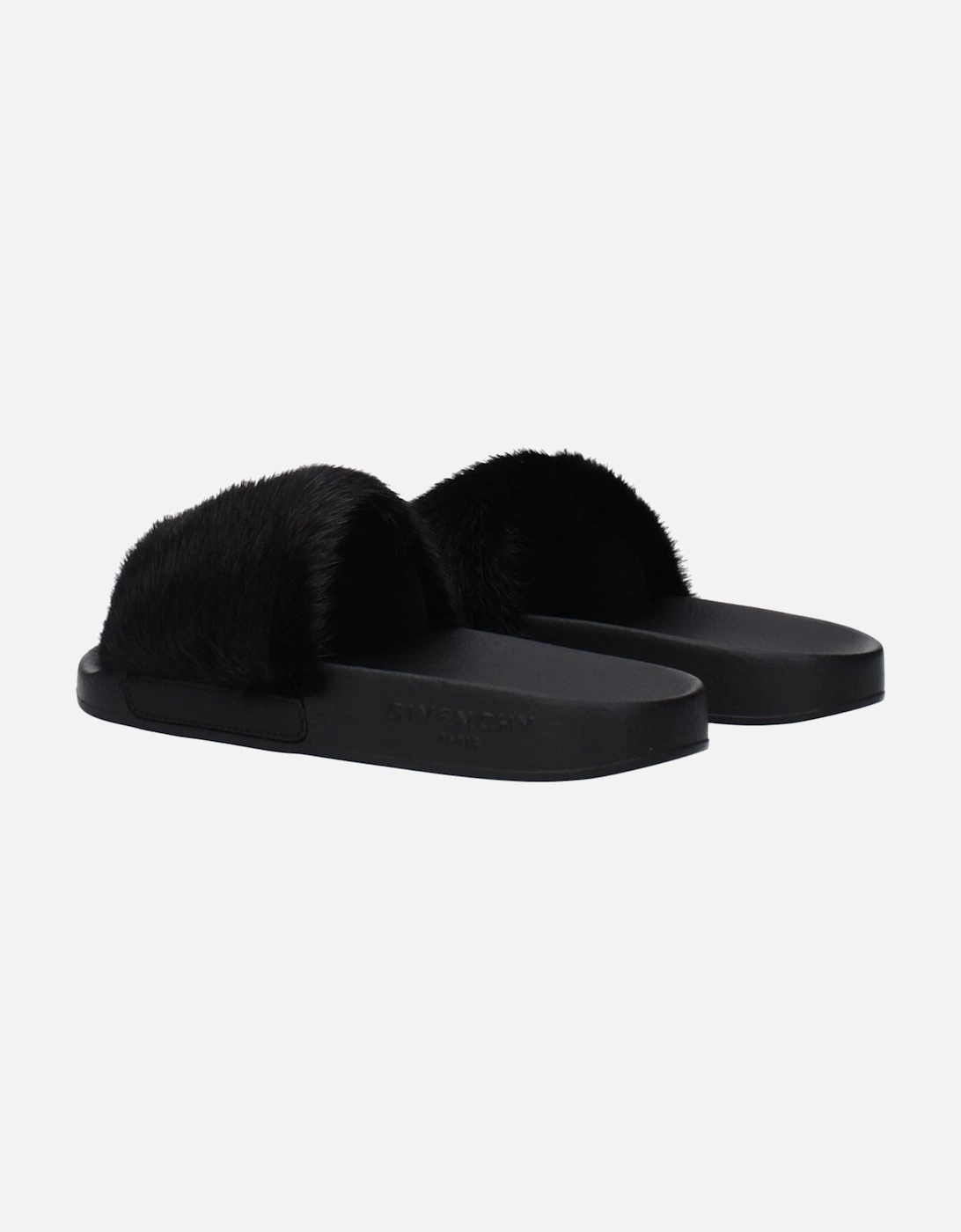 Side Logo Rubber Slippers and Clogs Women - Black Sandals