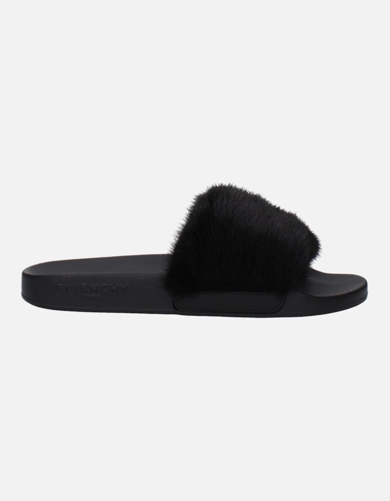 Side Logo Rubber Slippers and Clogs Women - Black Sandals